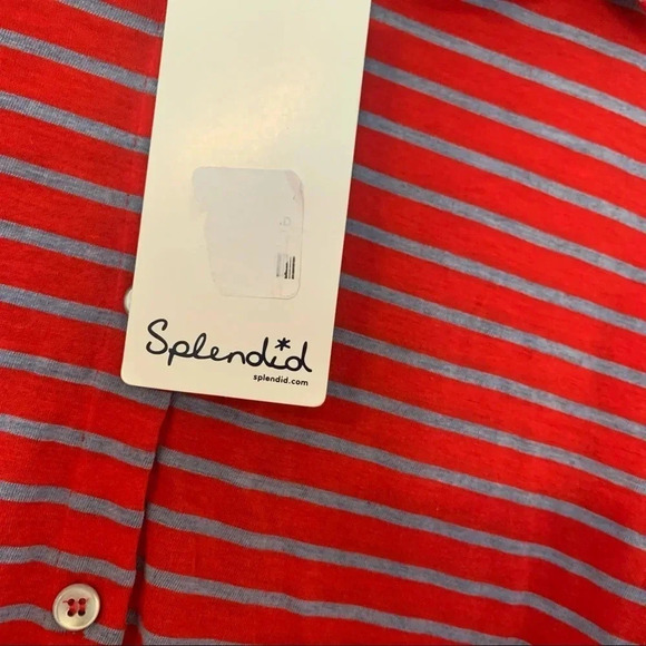 Splendid Striped Dolman Sleeve Polo Button Down Red Size M NWT - Picture 7 of 11